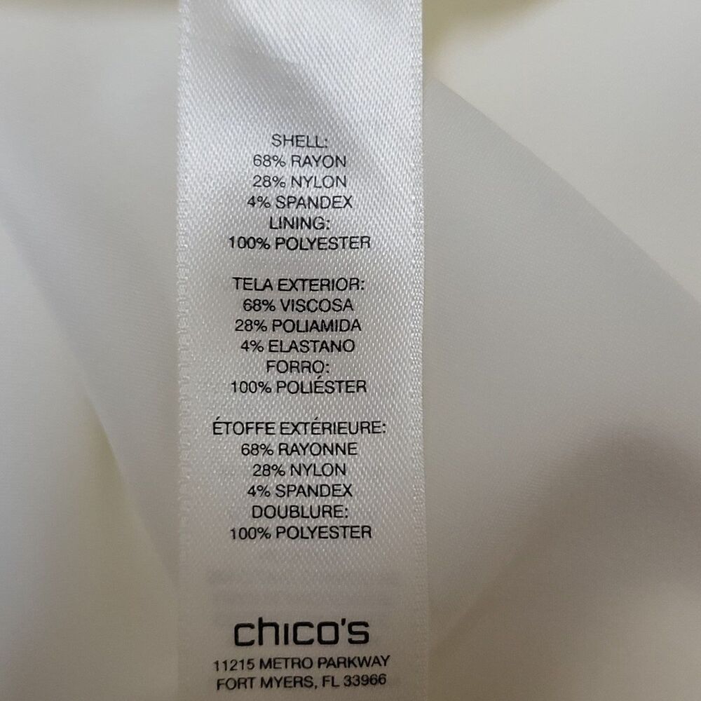 Chicos Off White Zip Pockets Long Sleeve Open Front Blazer - NWT - Picture 6 of 6